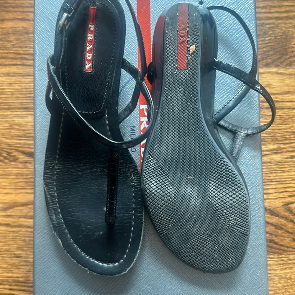Modernly worn Prada sandal